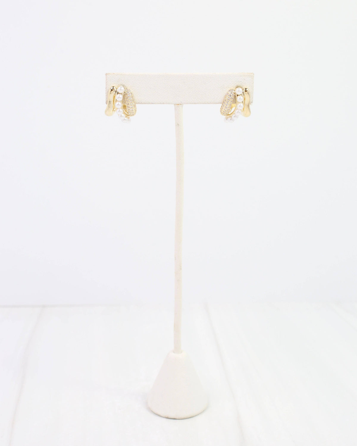 Caroline Hill Harris CZ Pearl Gold Earrings