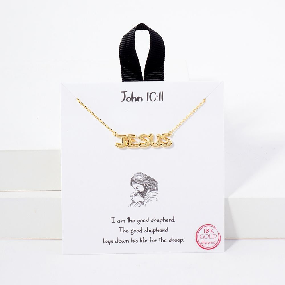 Dainty Chain Link Necklace Featuring "JESUS" Pendant