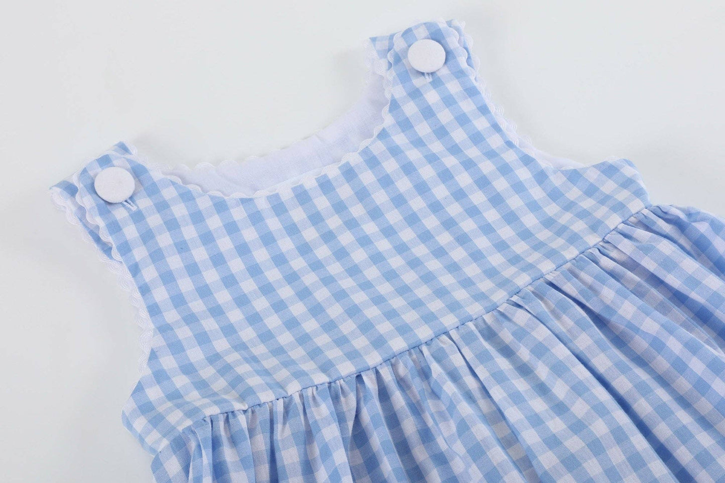 Blue Gingham Goose A Line Dress: 6-12M