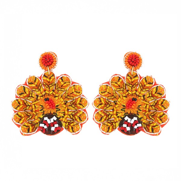 Thanksgiving Beaded Turkey Earrings