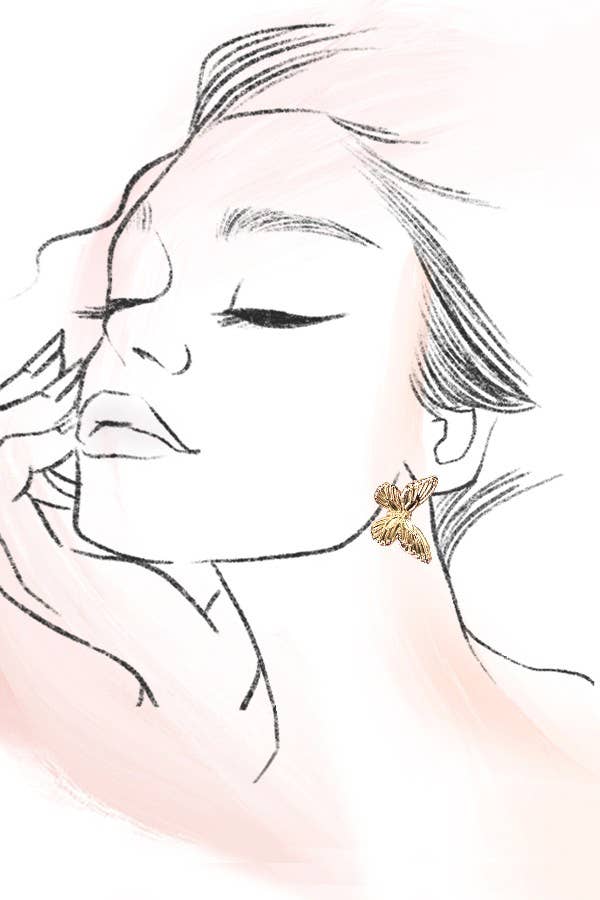 SUMMER FLARE BUTTERFLY POST EARRINGS- Gold
