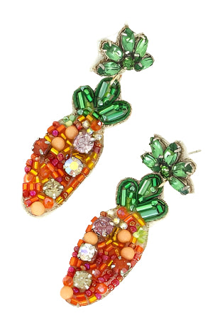 JEWELED MULTI GEMSTONE BEADED CARROT EARRINGS