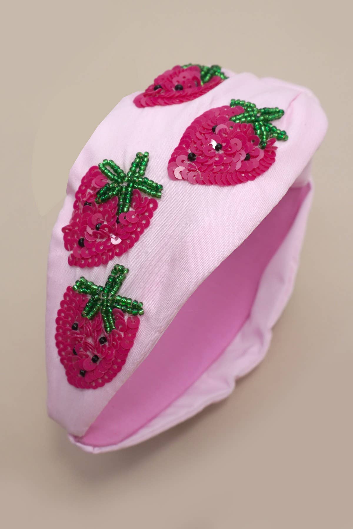 RED STRAWBERRY SEED BEAD HEADBAND
