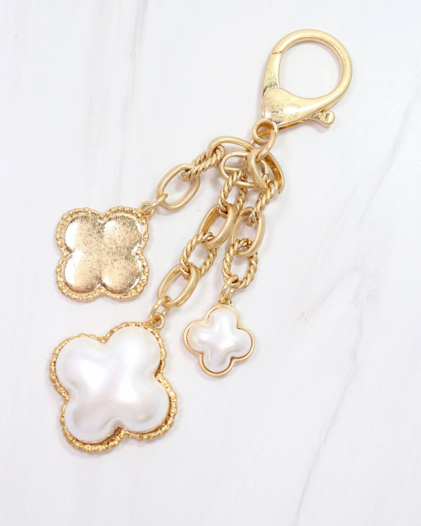 Jasmine Clover Bag Charm Worn Gold
