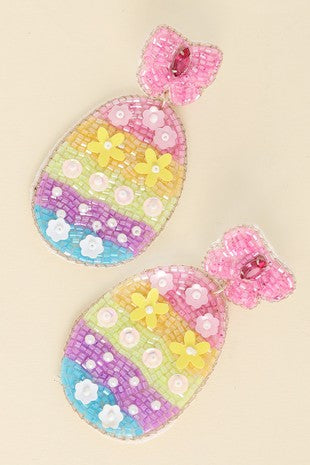 FLORAL RAINBOW EASTER EGG BEADED EARRINGS