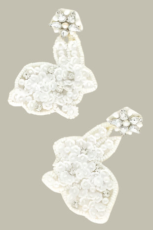 EASTER FLORAL RABBIT BEADED SEQUIN EARRINGS