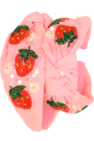 STRAWBERRY THEME TOP KNOTTED HEADBAND