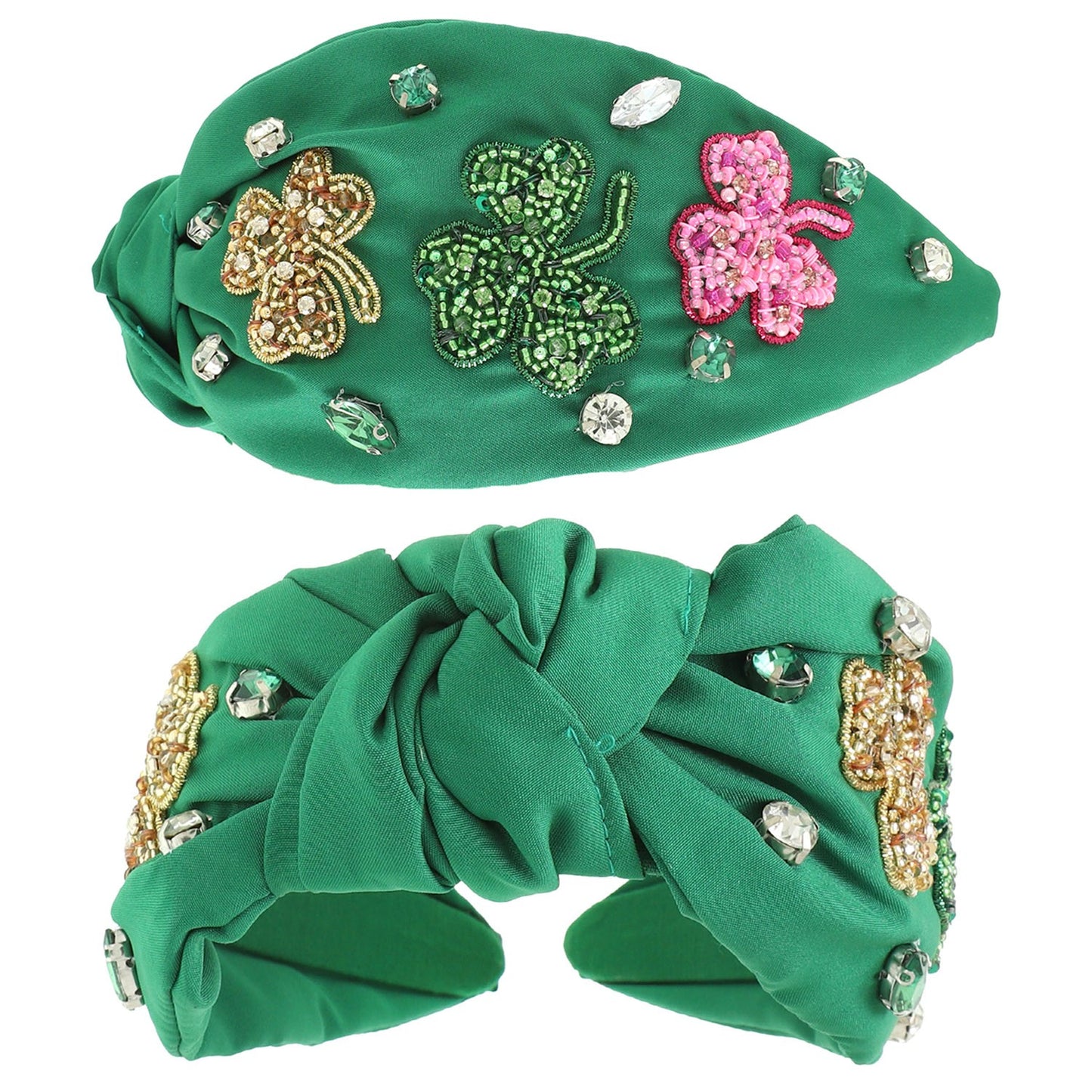 SAINT PATRICKS SHAMROCK TOP KNOTTED HEADBAND - Green