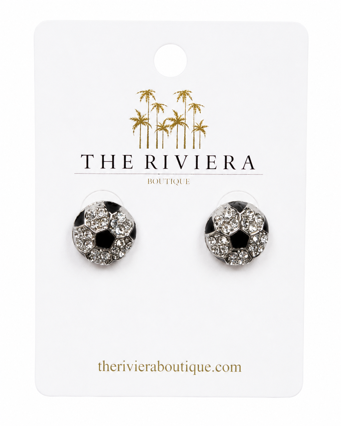 Rhinestone Soccer Ball Stud Earrings Sparkly Game Day Sports Jewelry