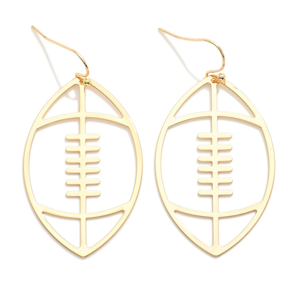 Metal Football Outline Drop Earrings - Gold