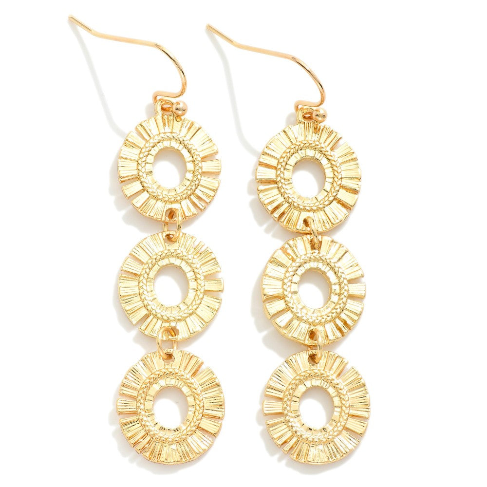 Linked Metal Fringe Ovals Drop Earrings - Gold