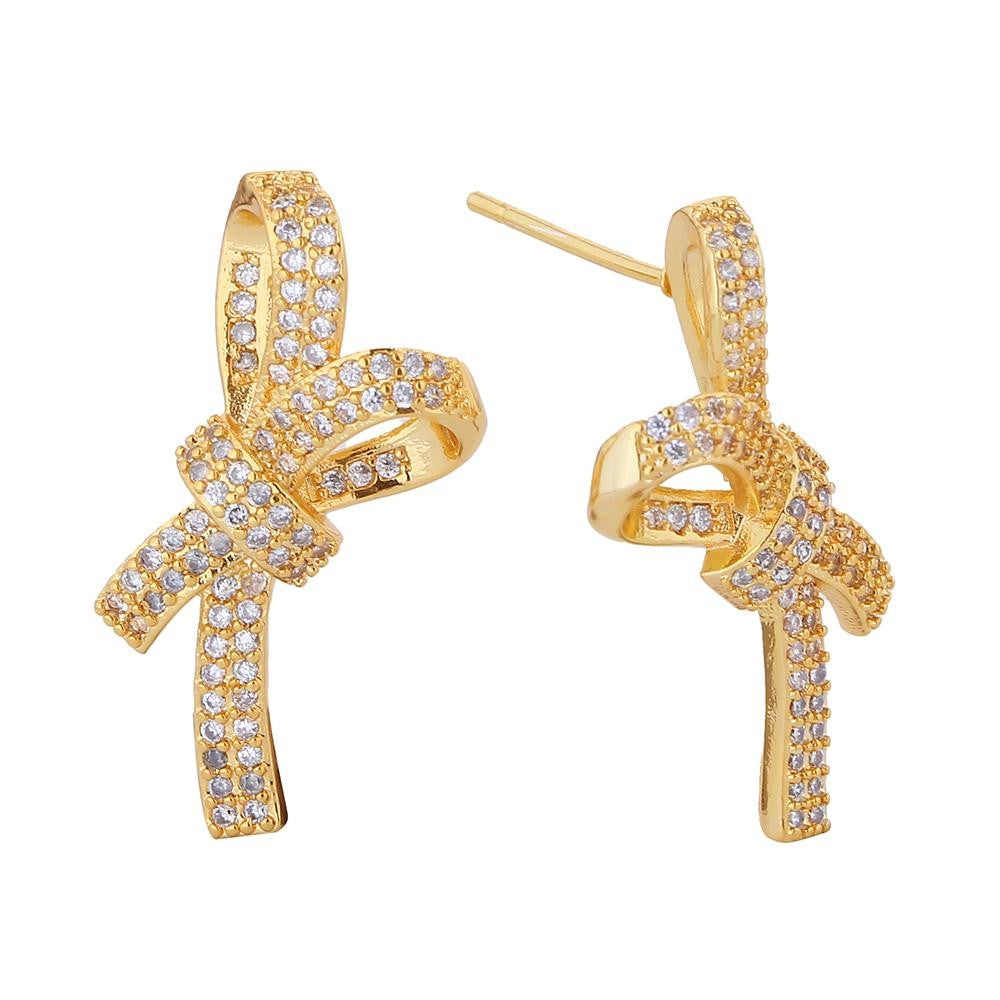Do Everything In Love Cubic Zirconia Bow Post Drop Earrings