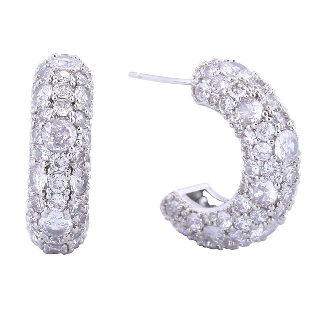 Do Everything In Love Pave Cubic Zirconia Hoop Earrings - Silver