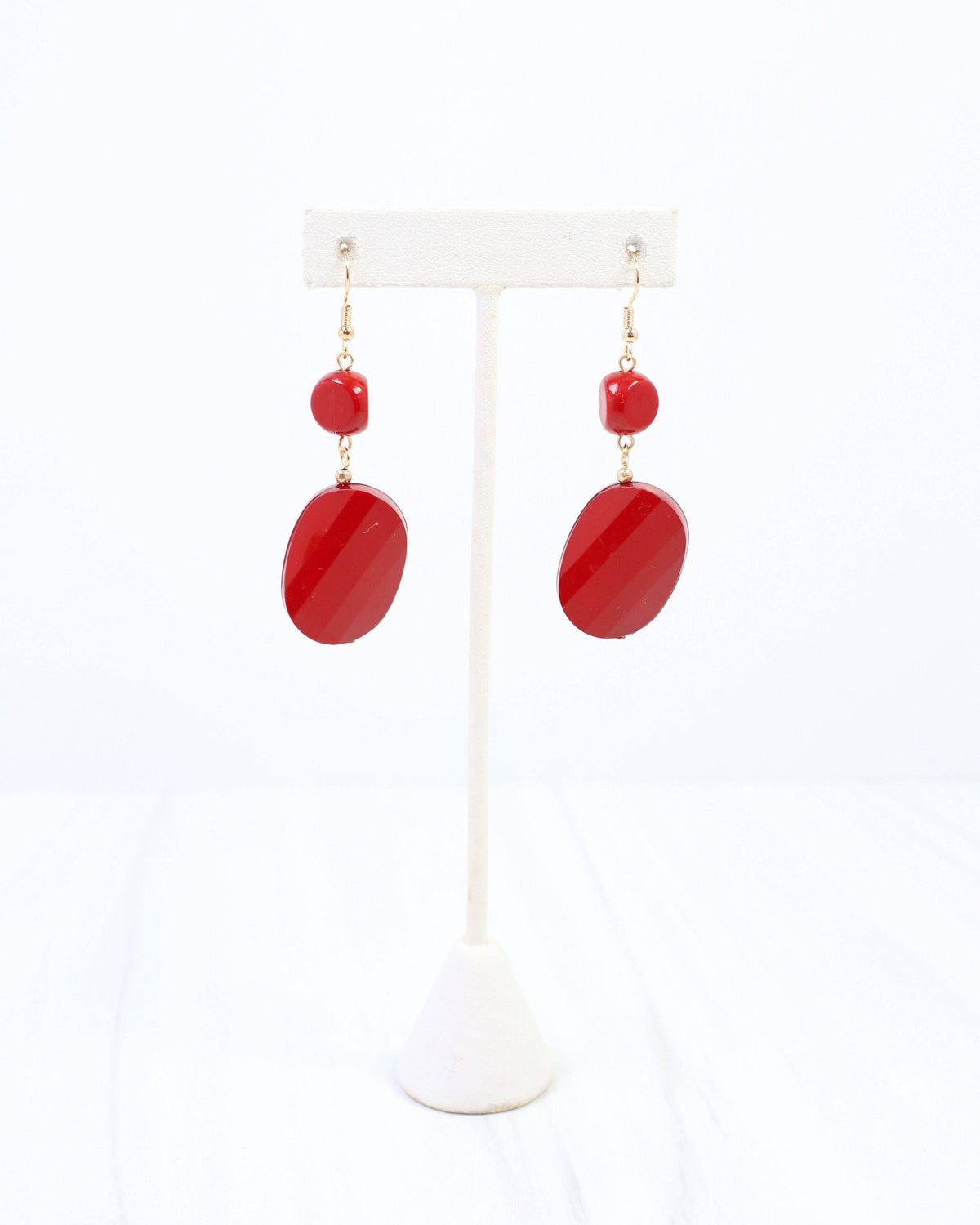 Caroline Hill Adair Court Dark Red Beaded Drop Earrings