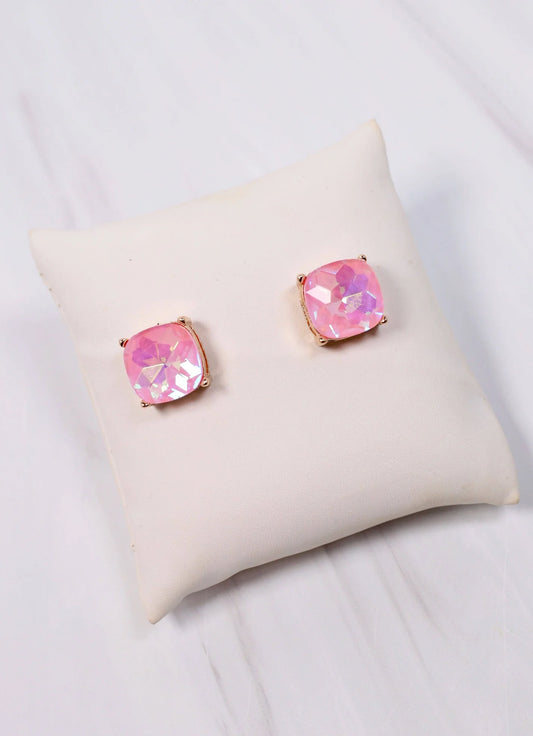 Julien Stone Stud Earring Pink Opal