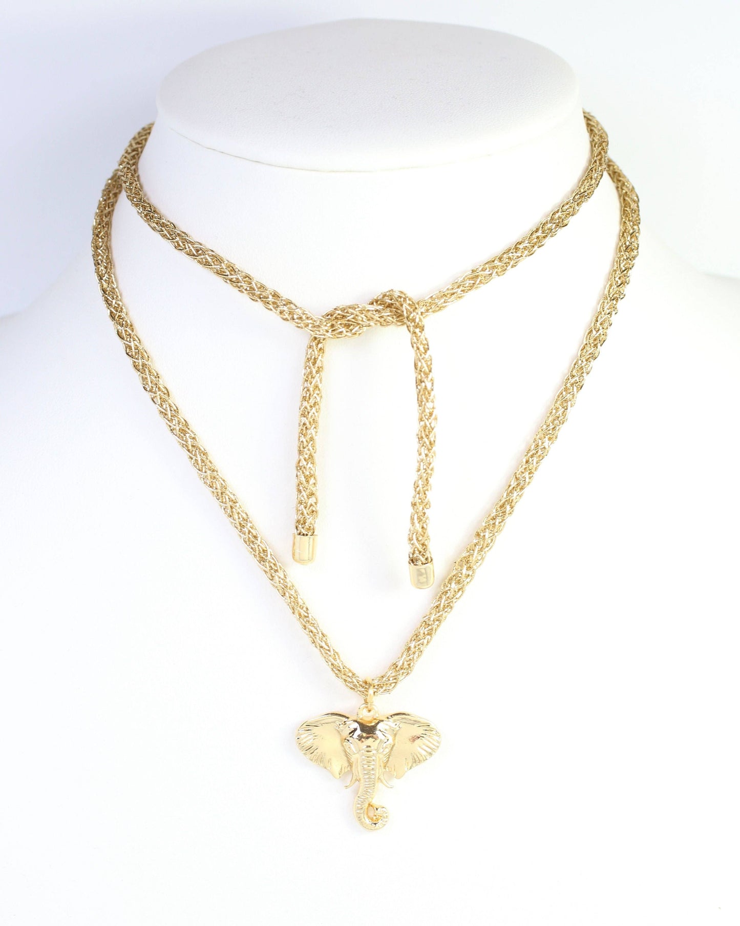 Caroline Hill Corie Gold Elephant Cord Necklace