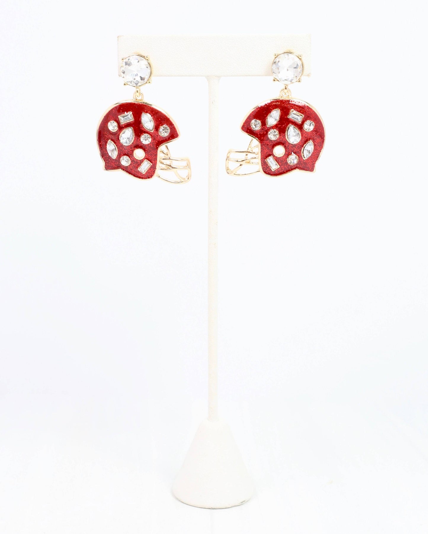 Caroline Hill Halsey Helmet Earring Burgundy White