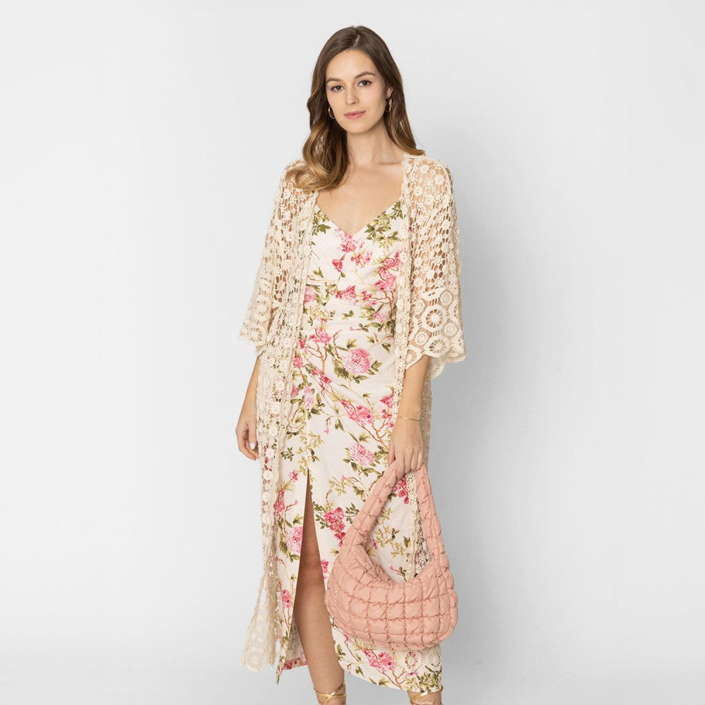 Do Everything In Love Quilted Puffer Shoulder Tote Bag - Pink