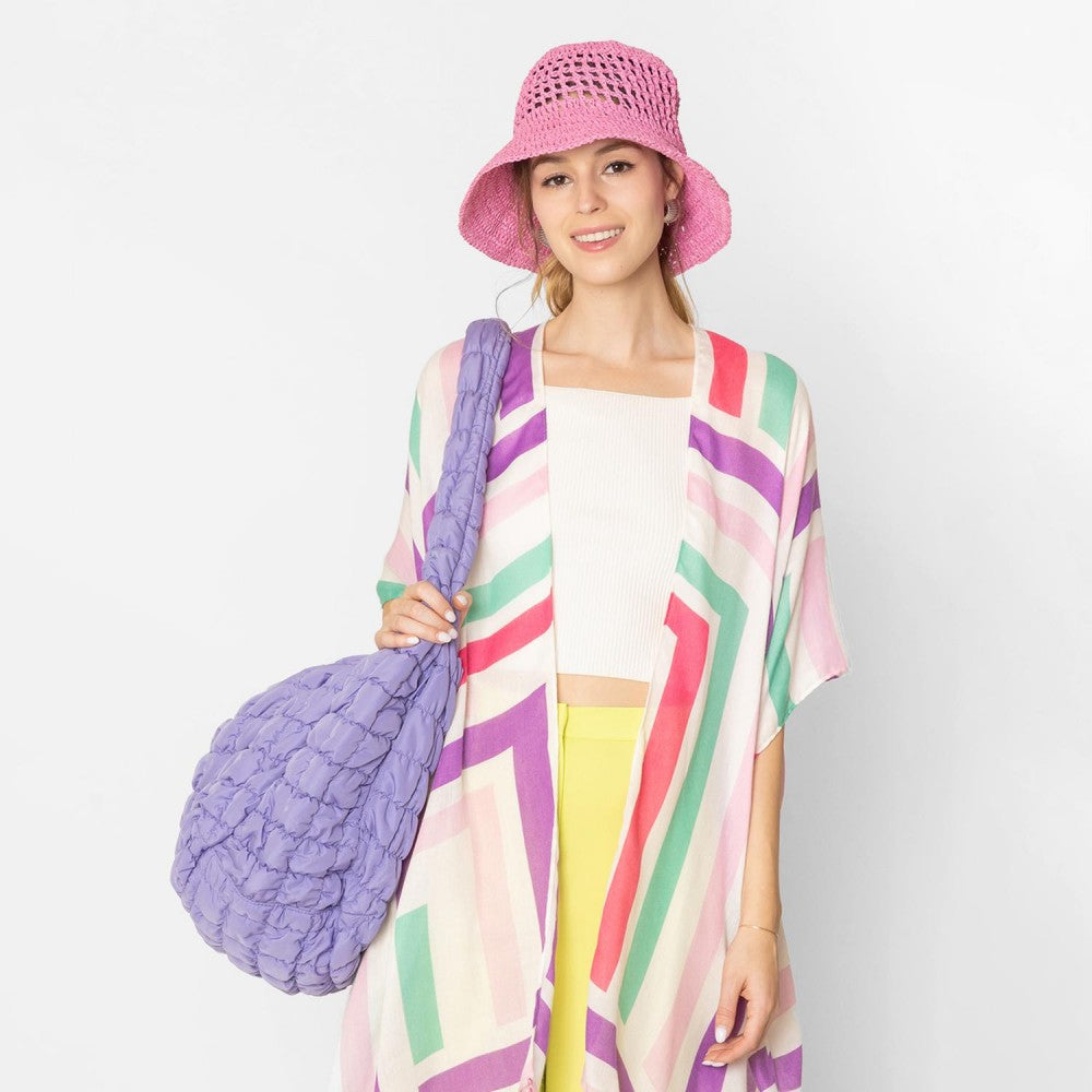 Do Everything In Love Large Quilted Puffer Shoulder Tote Bag - Lavender