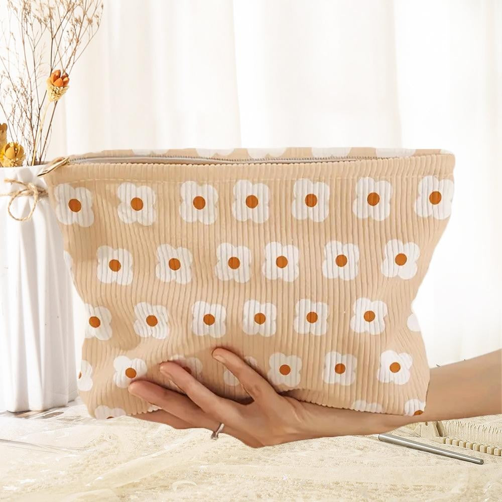 Corduroy Flowers Bow Pouch