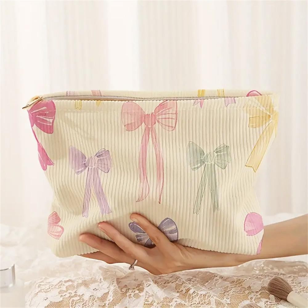 Corduroy Bows Pouch (Multi-Color)