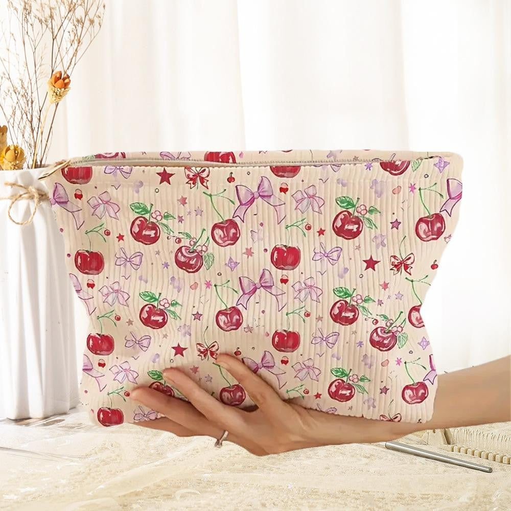 Corduroy Bows, Cherries, & Stars Pouch