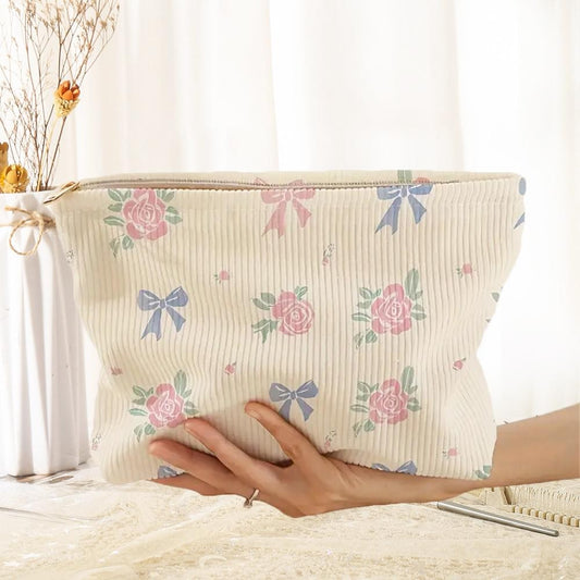 Corduroy Roses & Bows Pouch