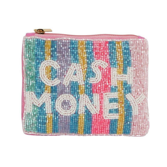 "CASH MONEY" Seed Beaded Canvas Bag