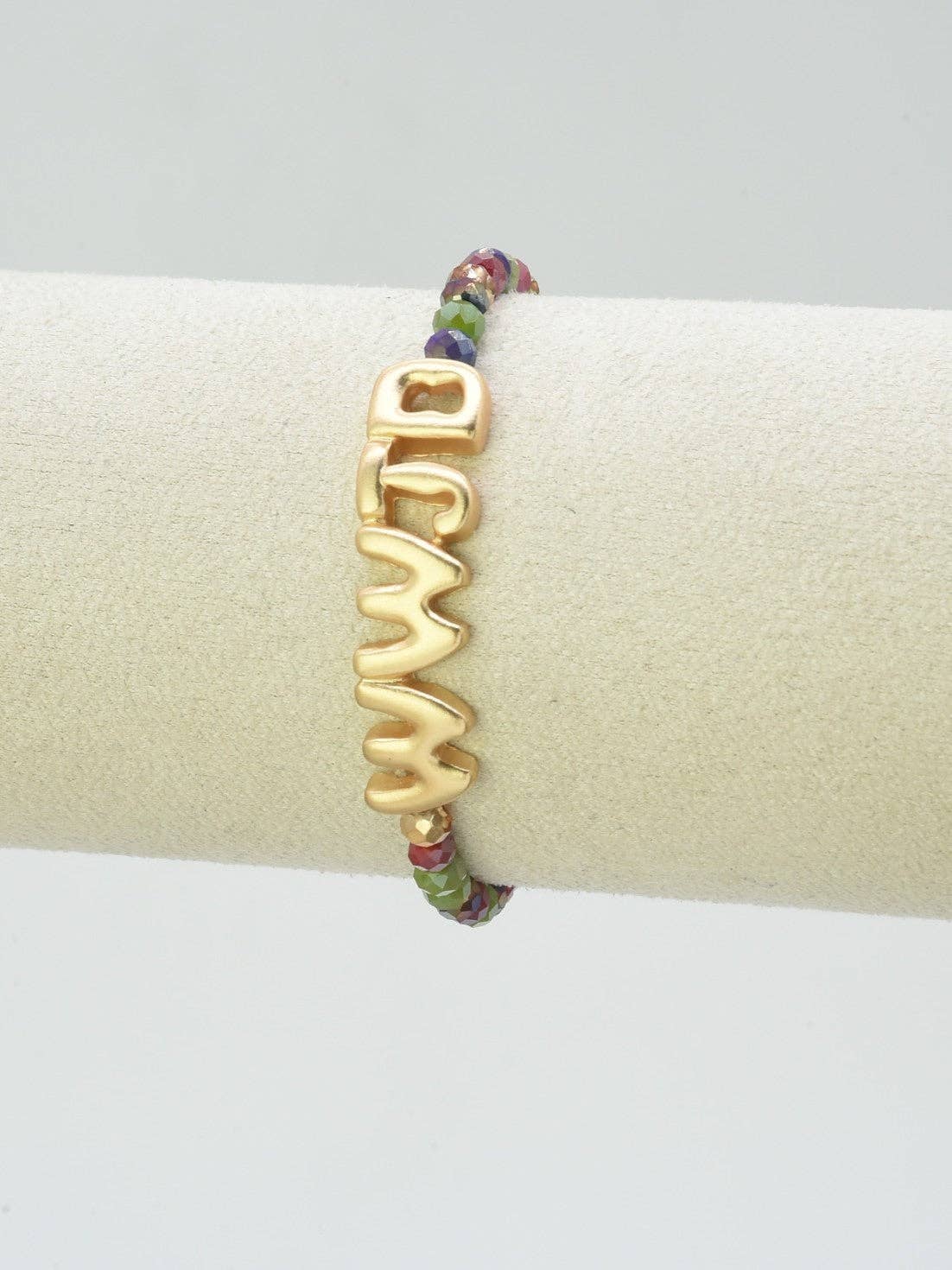 WWJD Multicolor Glass Beaded Stretch Bracelet
