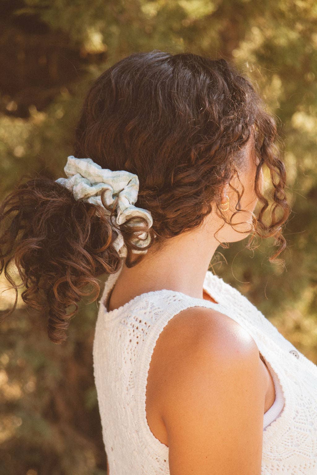 Andi Sage Green Gingham Jumbo Scrunchie