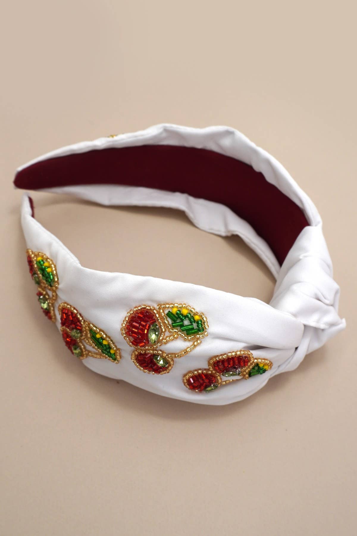 CHERRY SEED BEAD HEADBAND - CHERRY