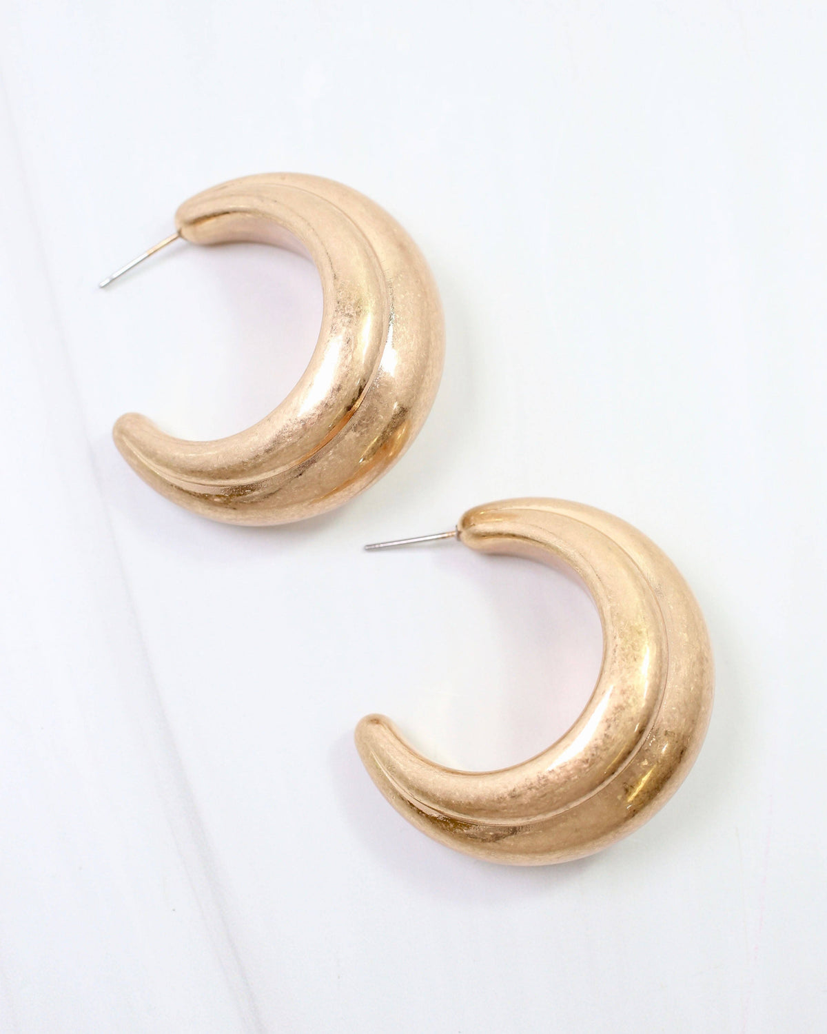 Caroline Hill Gastonia Thick Worn Gold Hoop Earrings