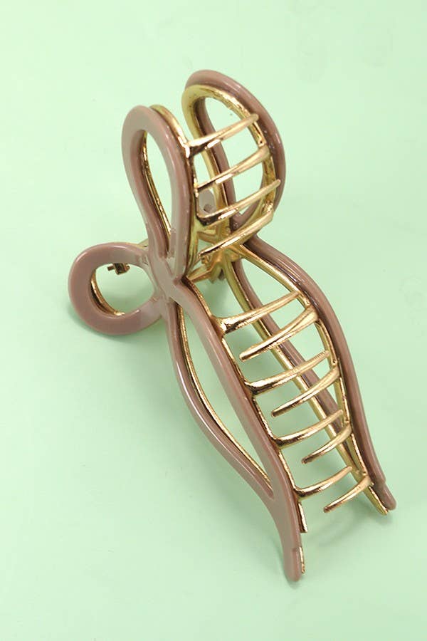 Jumbo Cellulose Casting Bow Hair Claw Clips - Brown