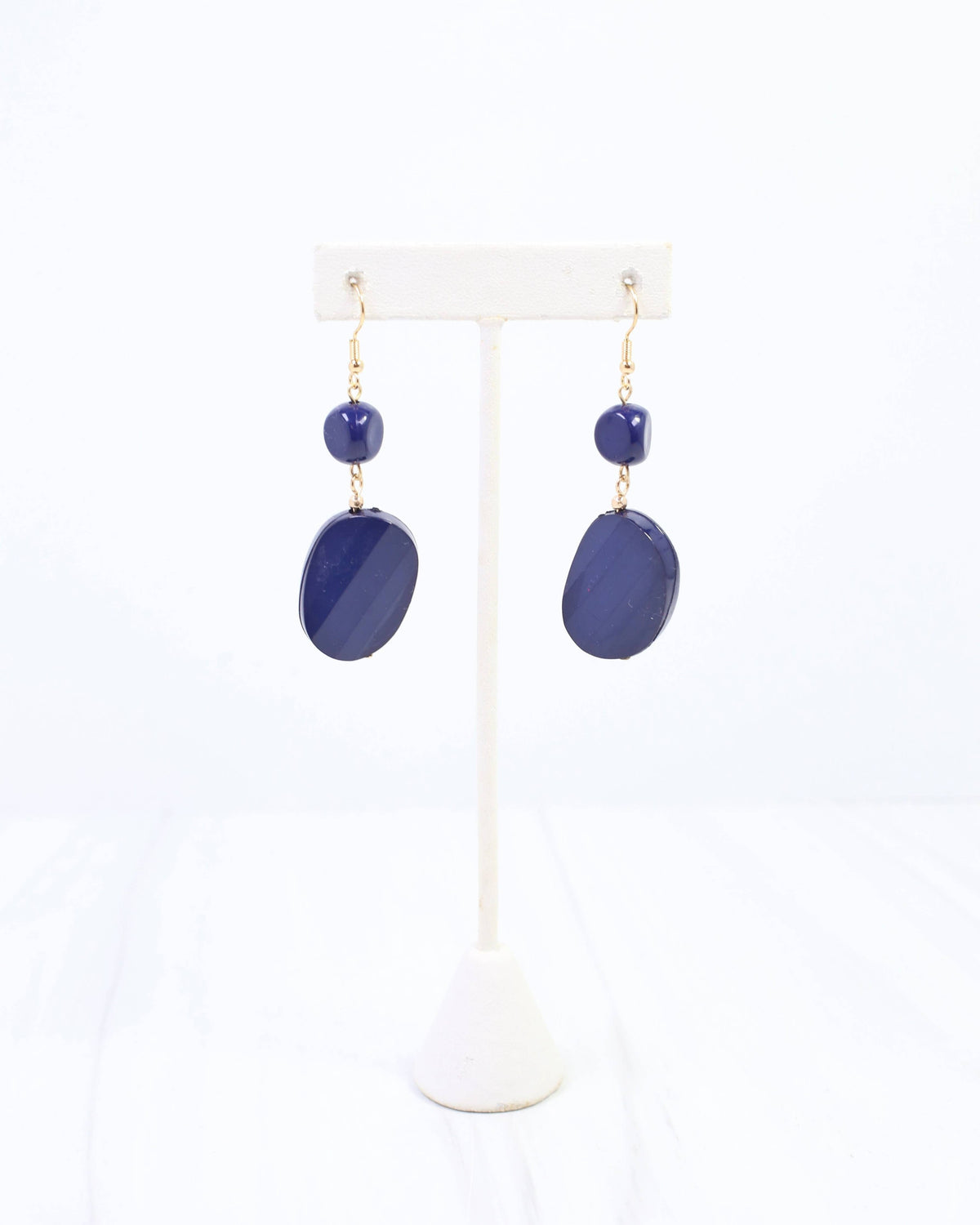 Caroline Hill Adair Court Navy Beaded Drop Earrings