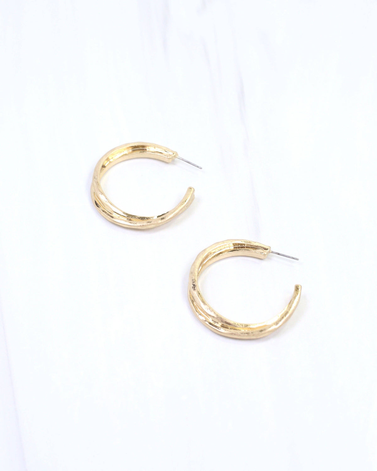 Caroline Hill Asia Twisted Worn Gold Hoop Earrings
