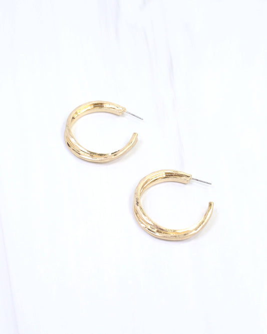 Caroline Hill Asia Twisted Worn Gold Hoop Earrings