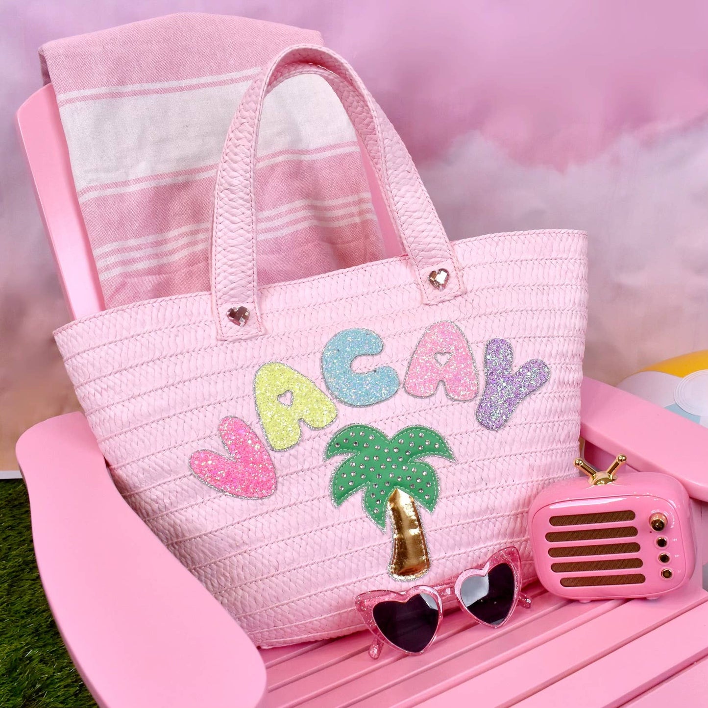 'Vacay' Straw Tote Bag