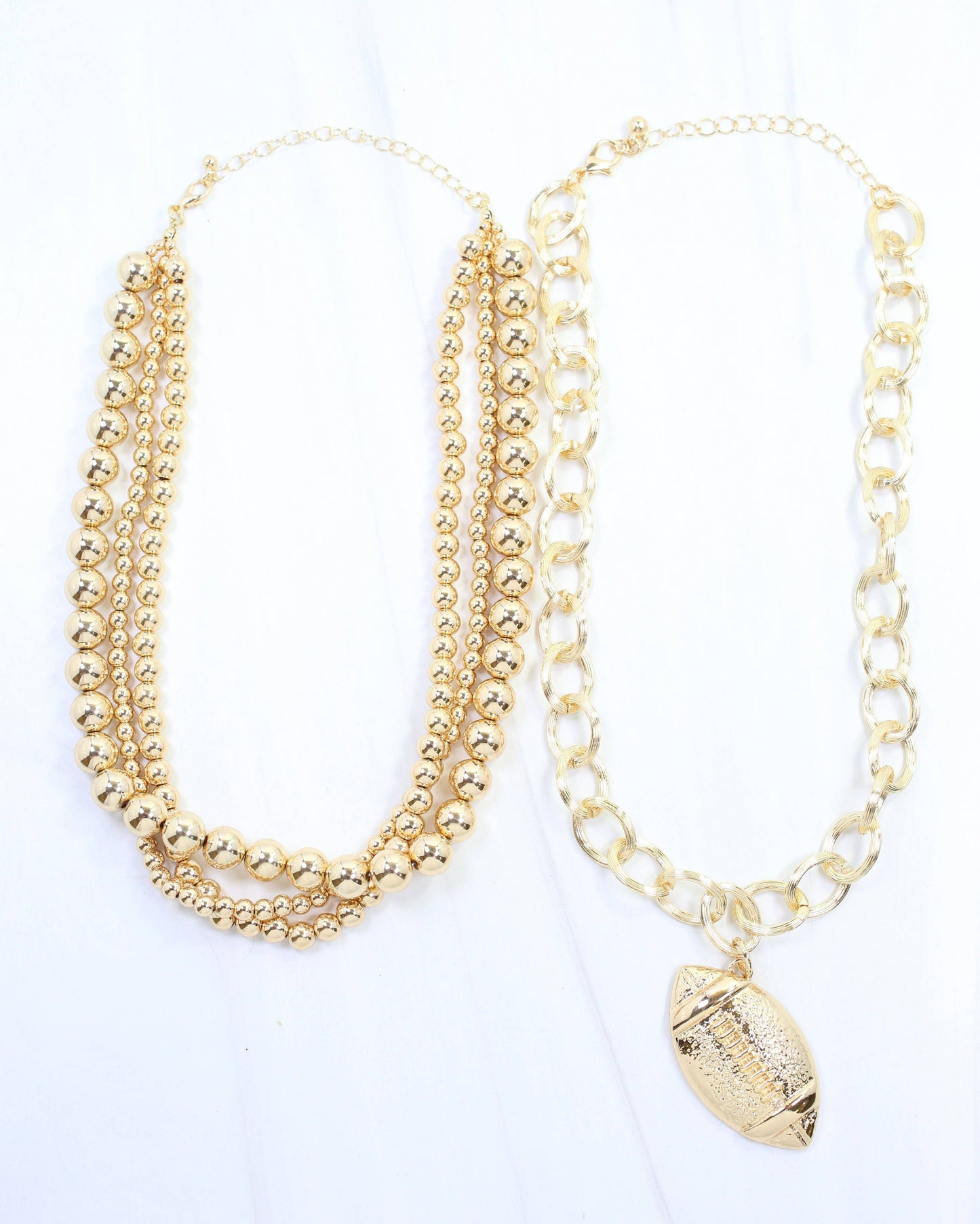 Caroline Hill Bree Beaded Layered Football Necklace Gold