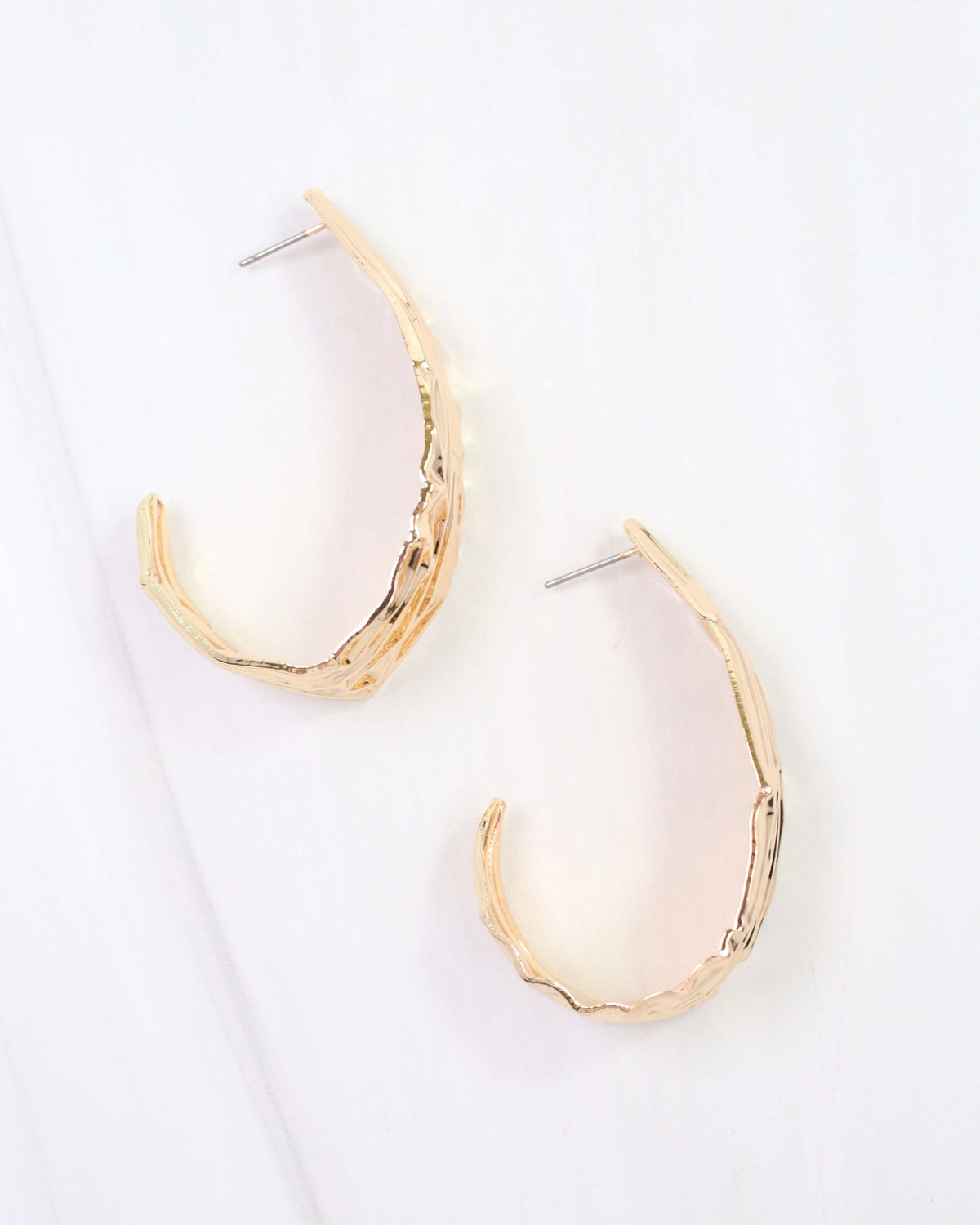 Caroline Hill Livorno Worn Gold Textured Hoop Earrings