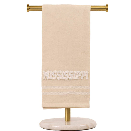 Mississippi Embroidery Hand Towel Oat/Soft White 20x28