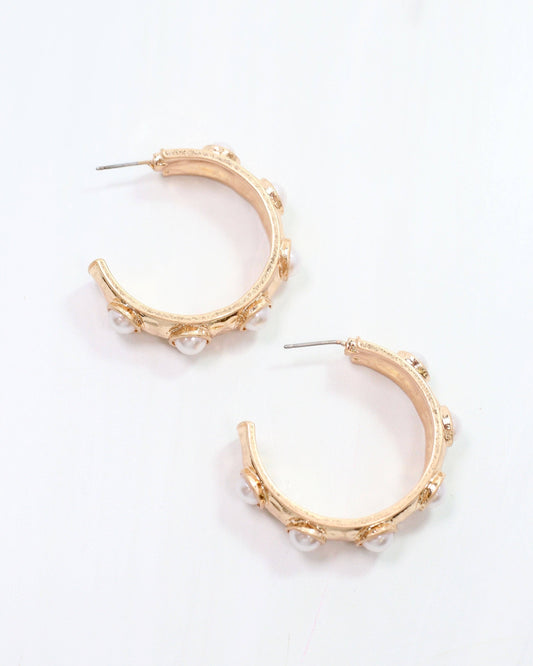 Frazee Pearl Hoop Worn Gold