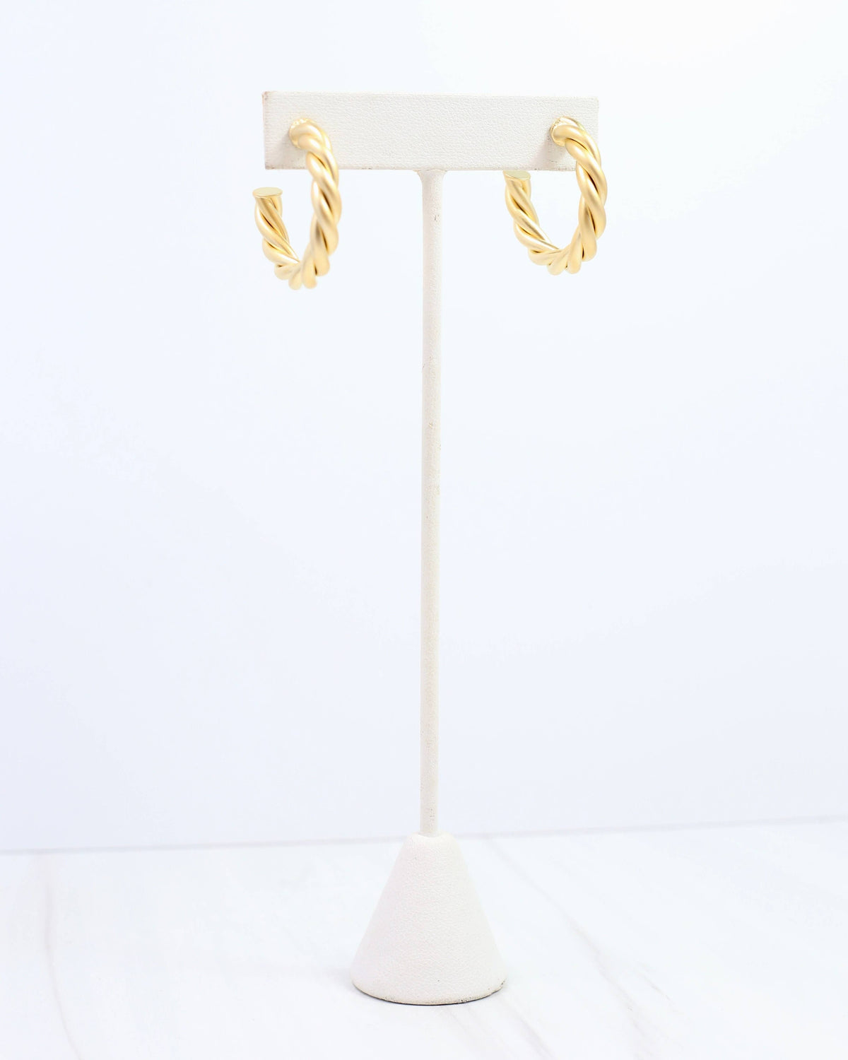 Caroline Hill Joshamee Twisted Matte Gold Hoop Earrings