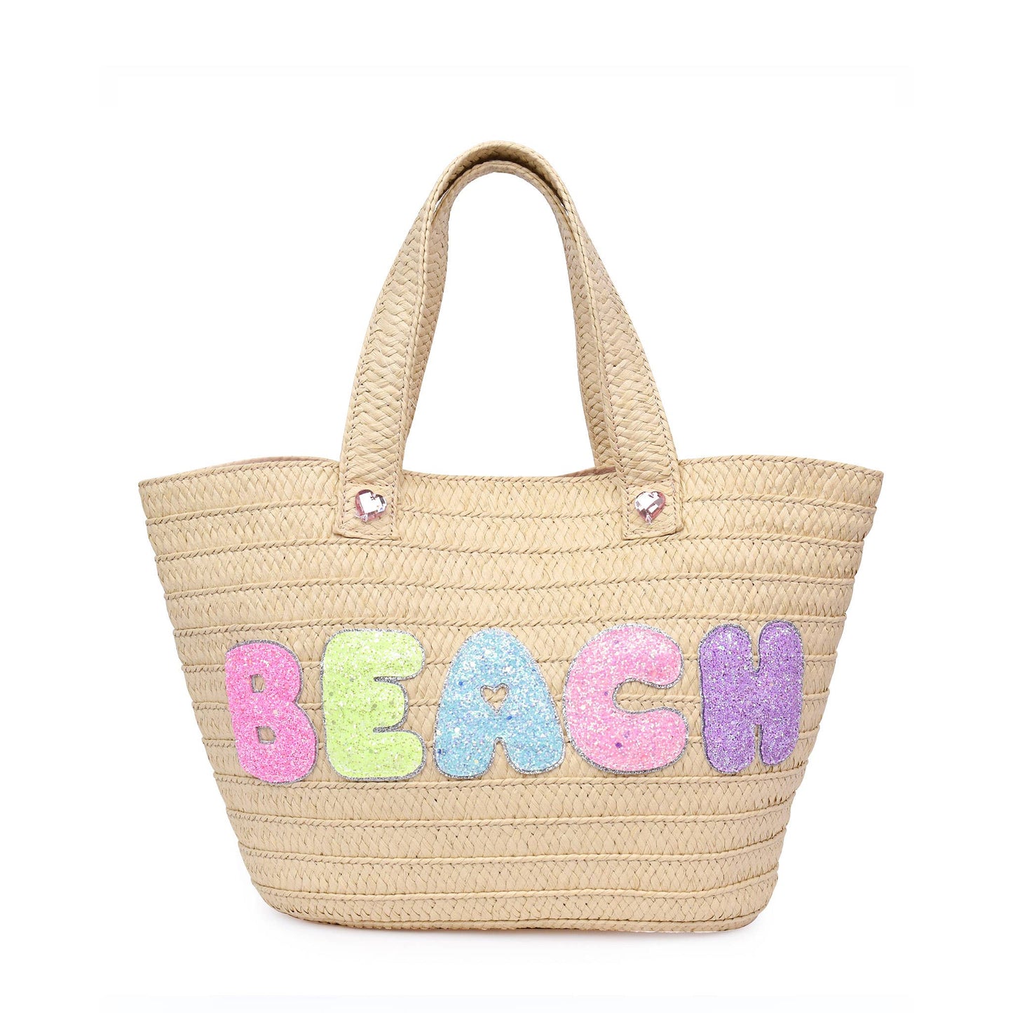 'Beach' Straw Tote Bag