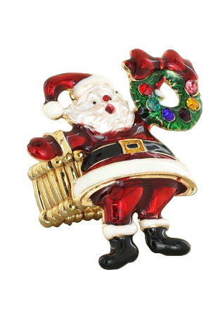 Christmas Santa Holding Wreath Stretch Ring