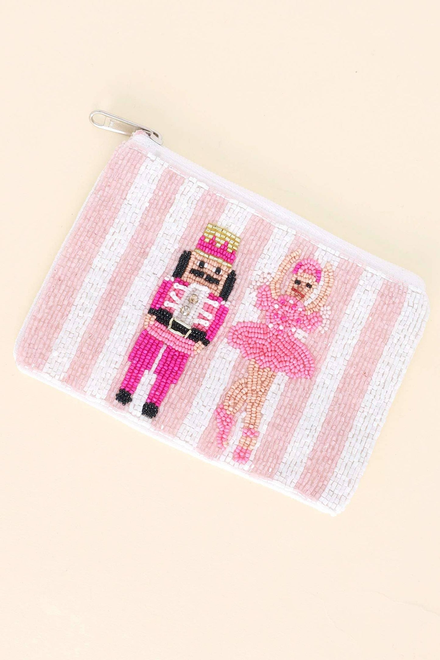 Nutcracker Ballet Christmas Beaded Coin Bag Pouch