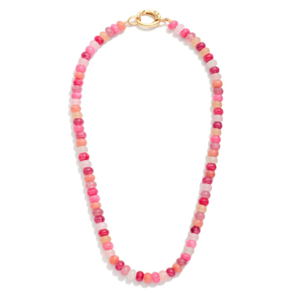 Candy Stone Beaded Necklace - Pink Multi
