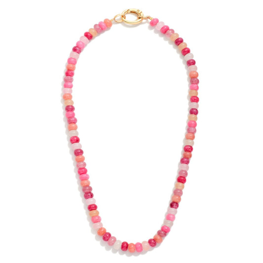 Candy Stone Beaded Necklace - Pink Multi