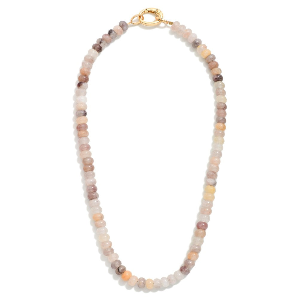 Candy Stone Beaded Necklace - Brown Multi