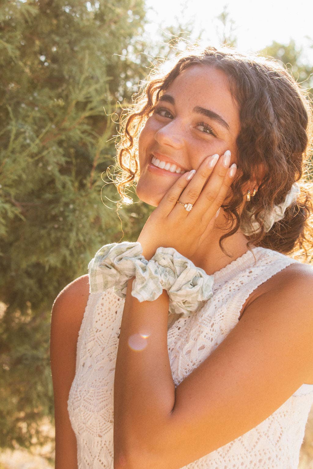 Andi Sage Green Gingham Jumbo Scrunchie