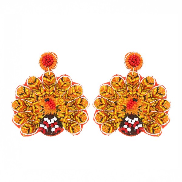 Thanksgiving Beaded Turkey Earrings